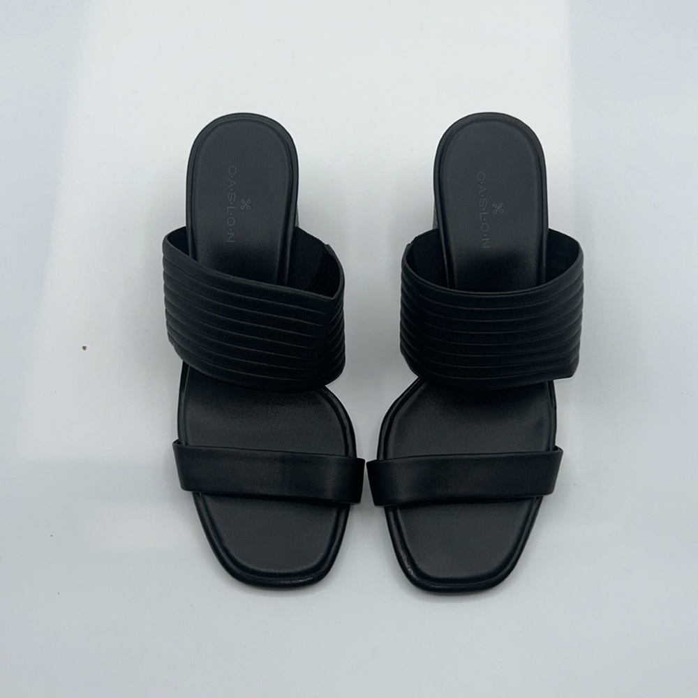 Caslon Black Two-Strap Block Heel Sandal 6